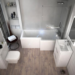 Patello White Shower L shape Bath Suite