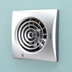 Timmer Humidity Sensored Bathrooom Extractor van Hush TH Fan, Matt Silver Modern