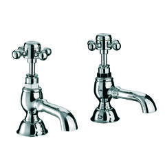 deluxe CHROME standard Twin Basin Taps (Pairs of taps) With a cross head Handle