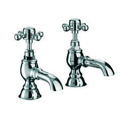 inspirational CHROME standard Twin Basin Taps (Pairs of taps) With a cross head Handle