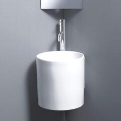 Celin Corner White Ceramic Basin Wall Hung curved