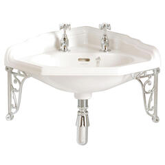 Dorchester Traditional Design White Wash Basin Corner 2 With Tap Holes And Choice Of Brackets