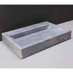 Forzalaqua Bellezza 60 Natural Stone Basin Cloudy Marble Finish for Modern Bathroom