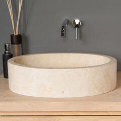 Forzalaqua Firenze Natural Stone Basin Washbowl Travertine Oval Shape for High Quality Bathroom