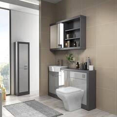 GREY VANITY UNIT WITH TOILET AND BASIN