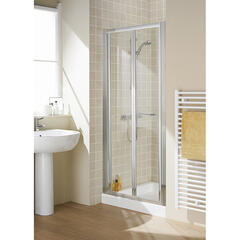 Lakes Silver Semi Framed Bifold Door 800 X 1850 Silver Shower Enclosure Contemporary Bathroom