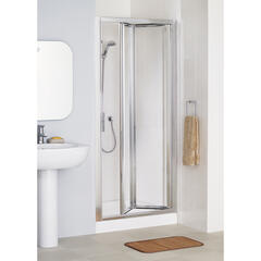 White Framed Bi-fold Door 700 Enclosure Luxurious Stylish Bathroom Accessory