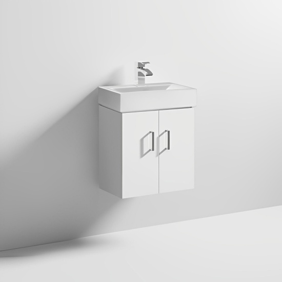 Checkers White 450 Wall Mounted Basin Unit