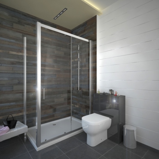 Romano Deluxe 1200 Sliding Shower Door for Wall to Wall Installation  Extra Product Image For Romano Deluxe 1200 Sliding Shower Door For Wall To Wall Installation Recess 6