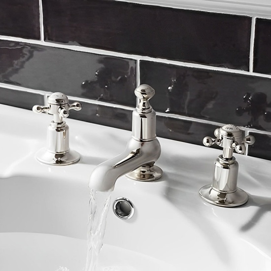 Belgravia CrossHead 3TH Basin Mixer Nickel