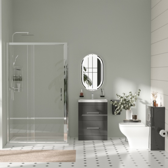 Patello Grey Sliding Door Shower suite