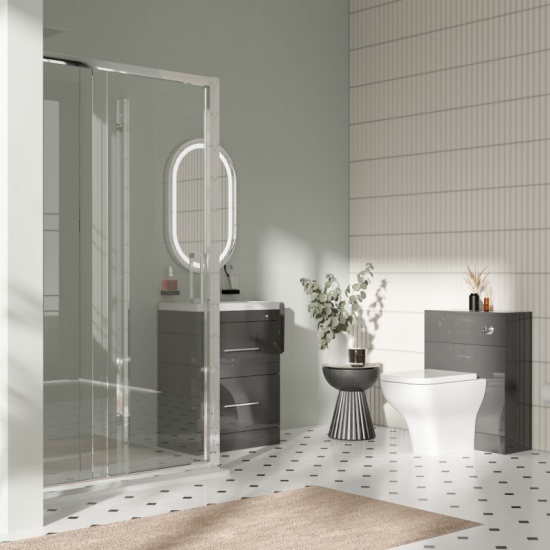 Patello Grey Sliding Door Shower suite
