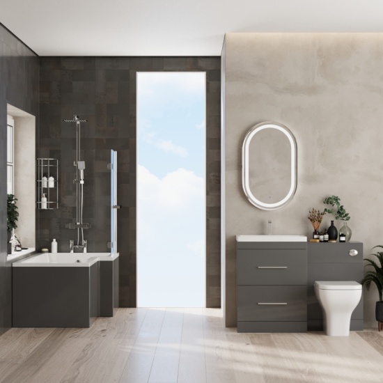 Patello Grey Shower Bath Suite Shower Bathroom Modern Stylish