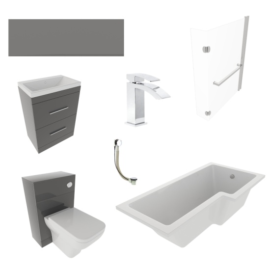 What's Included with the Patello Grey L Shape Bath Suite What's Included with the Patello Grey L Shape Bath Suite