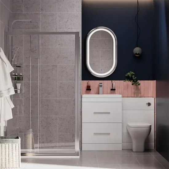 Patello White Combi Vanity Toilet And Shower Sliding Door Enclosure Suite