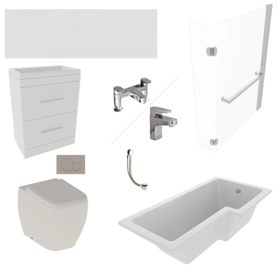 Patello 60 White L Shaped Shower Bath Suite Patello 60 White L Shaped Shower Bath Suite