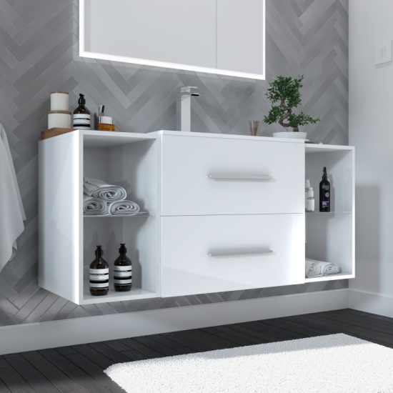Deep 2 Drawer Storage 2 drawer white bathroom storage and basins