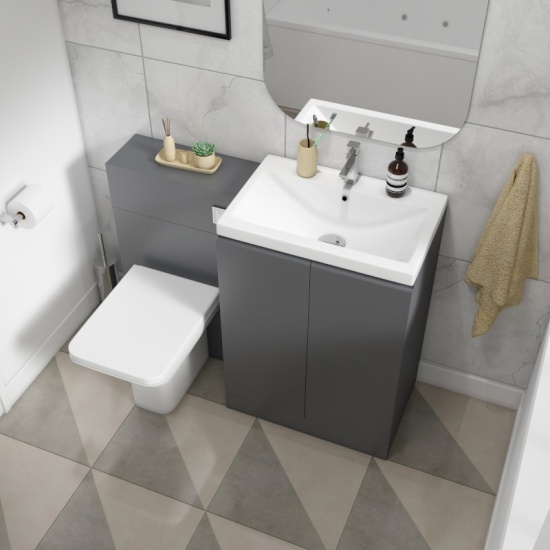 Mercury Grey Vanity Basin And WC Unit Inc Toilet