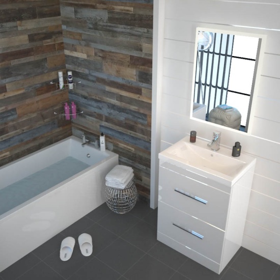 Patello 600mm Grey Freestanding Vanity Unit & Basin with 2 Drawers Extra Product Image For Patello 600Mm Grey Freestanding Vanity Unit & Basin With 2 Drawers 1