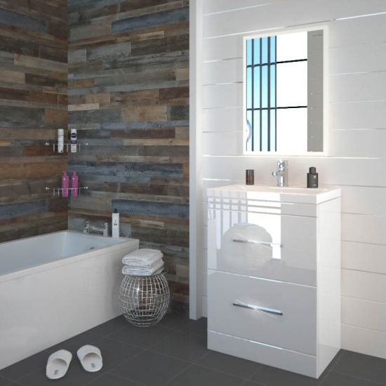 Patello 600mm Grey Freestanding Vanity Unit & Basin with 2 Drawers Extra Product Image For Patello 600Mm Grey Freestanding Vanity Unit & Basin With 2 Drawers 2