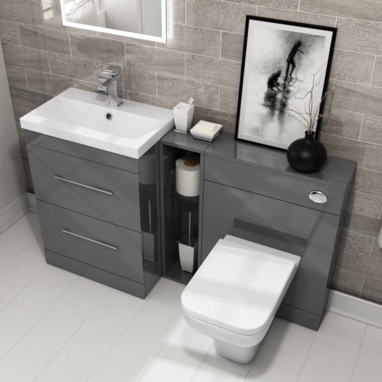 Patello 1400 Vanity Furniture Set Grey Extra Product Image For Patello 1400 Vanity Furniture Set Grey 1