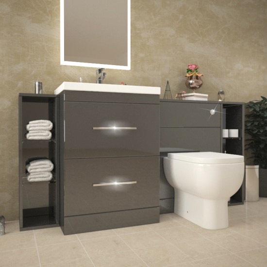 Patello 1600 Fitted Bathroom Furniture Grey Extra Product Image For Patello 1600 Fitted Bathroom Furniture Grey 2
