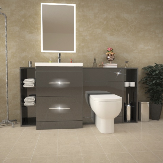 Patello 1600 Fitted Bathroom Furniture Grey Extra Product Image For Patello 1600 Fitted Bathroom Furniture Grey 3