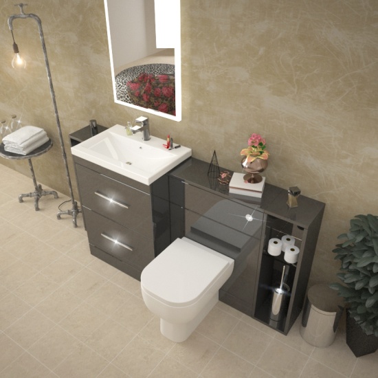 Patello 1600 Fitted Bathroom Furniture Grey Extra Product Image For Patello 1600 Fitted Bathroom Furniture Grey 1
