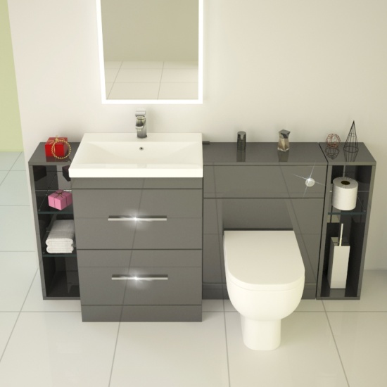 Patello 1600 Fitted Bathroom Furniture Grey Extra Product Image For Patello 1600 Fitted Bathroom Furniture Grey 5