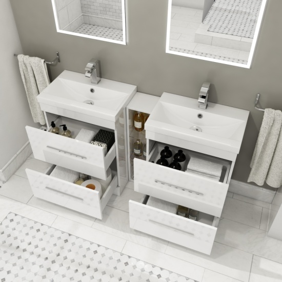 Patello 1400mm Double Vanity Unit White