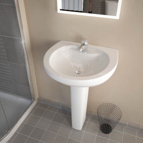 Karizma Quadrant Shower Suite White Basin and Pedestal