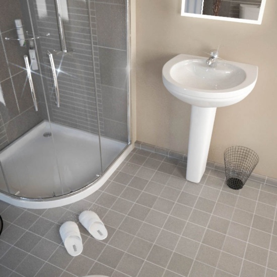 Karizma Quadrant Shower Suite White basin with corner shower