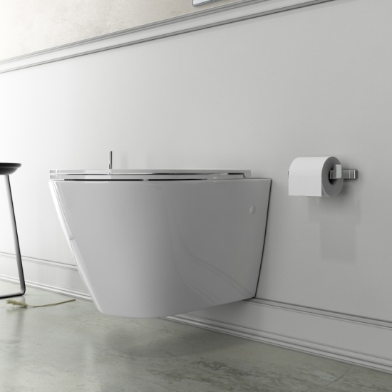 Patello Rimless Toilet Pan: Wall Hung WC with Seat (Ultra Thin, Soft Close, Quick Release) Extra Product Image For Patello Rimless Toilet Pan: Wall Hung Wc With Seat (Ultra Thin, Soft Close, Quick Release) 2