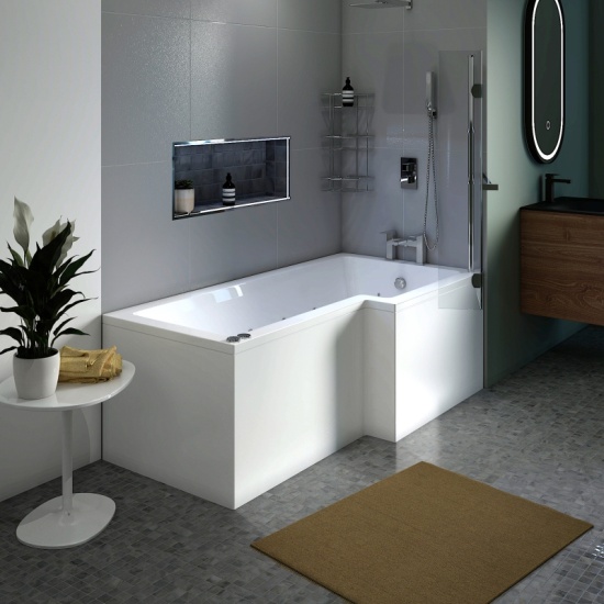 Laguna L Shaped Whirlpool Shower Bath (right Handed)