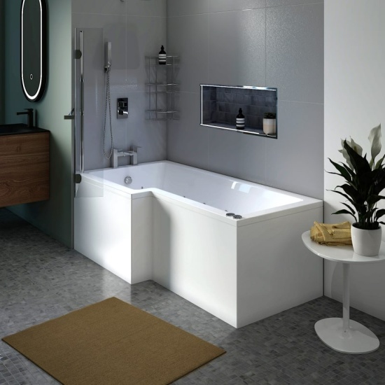 Laguna L Shaped Whirlpool Shower Bath (left Handed)