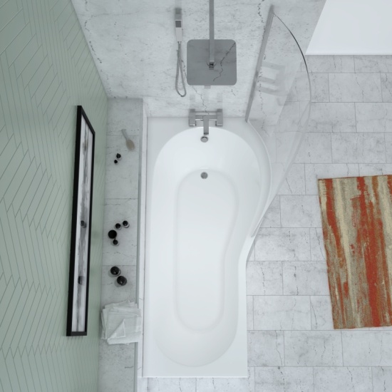 Patello P / B Shaped Shower Bath Right Handed 1700 Extra Product Image For Patello B P Shaped Shower Bath Left Handed 1