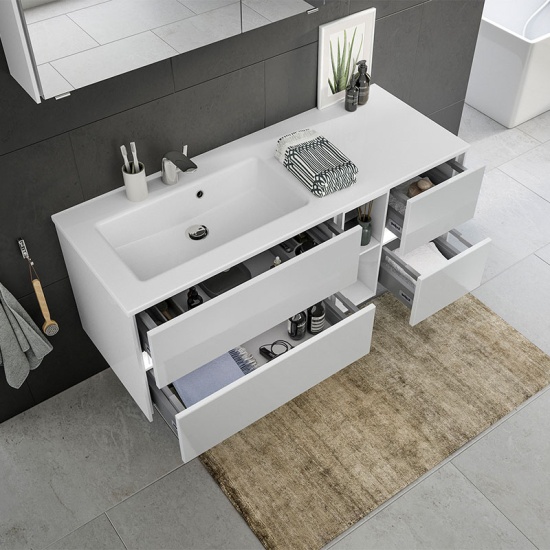 Solitaire 6010 1320 Bathroom Vanity Unit LH or RH with 4 Drawers and Shelf Solitaire 6010 1320 Bathroom Vanity Unit LH or RH with 4 Drawers and Shelf