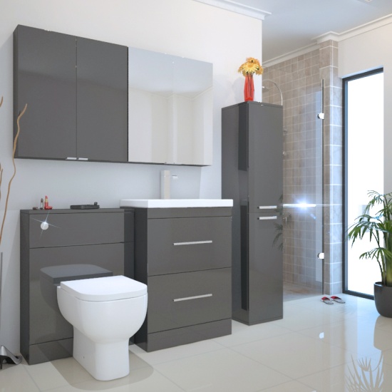 Patello Bathroom Tall Boy Grey Extra Product Image For Patello Bathroom Tall Boy Grey 3