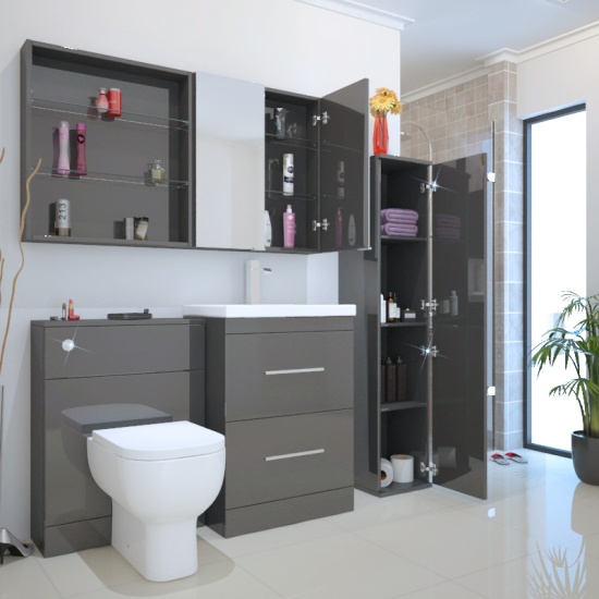 Patello Bathroom Tall Boy Grey Extra Product Image For Patello Bathroom Tall Boy Grey 2