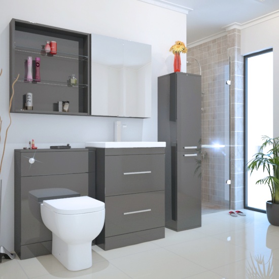 Patello Bathroom Tall Boy Grey Extra Product Image For Patello Bathroom Tall Boy Grey 1