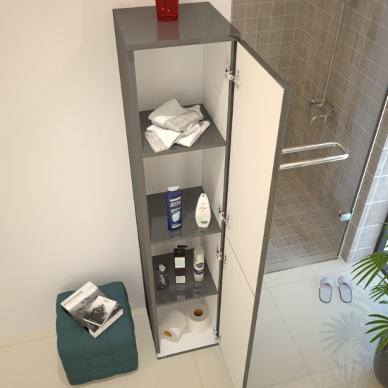 Patello Grey 2 Door Mirror Cabinet Glass Shelves Extra Product Image For Patello Grey 2 Door Bathroom Mirror Cabinet Glass Shelves 5