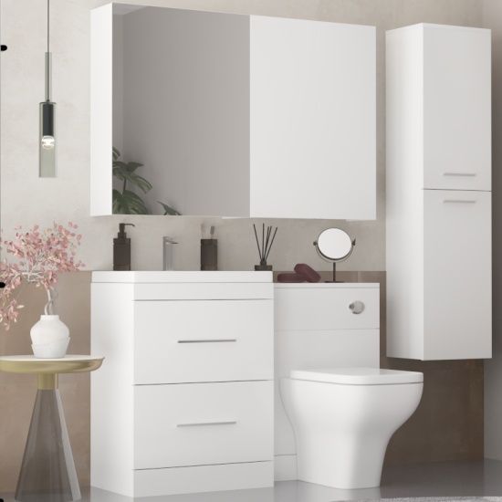 Patello Bathrooom Furniture Suite with Mirror cabinet and Wall storage