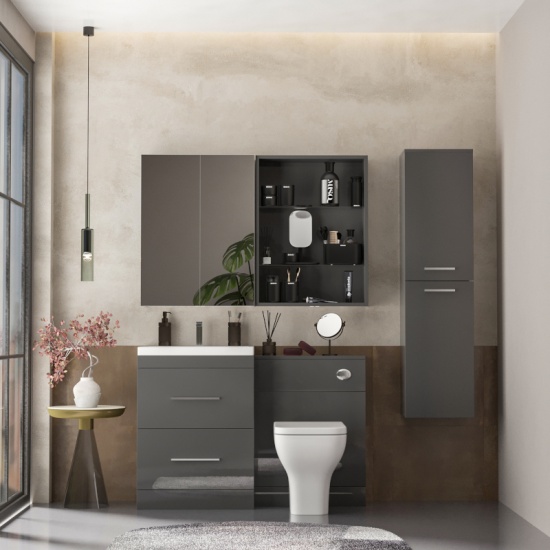 Patello Bathrooom Furniture Suite with Mirror cabinet and shelf Storage High Quality Bathroom