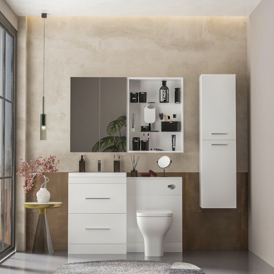 Patello Bathroom Furniture Suite with Mirror Cabinet & Shelf Storage Extra Product Image For Patello Bathroom Furniture Suite With Mirror Cabinet And Shelf Storage 2