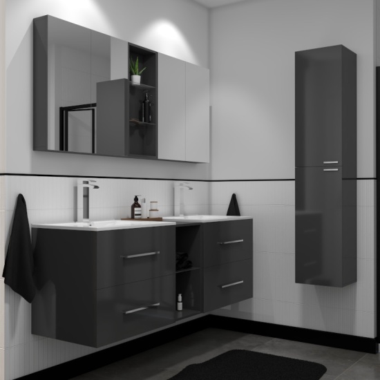 Sonix Grey Bathroom Suite 2 Units 2 Mirrors And Storage