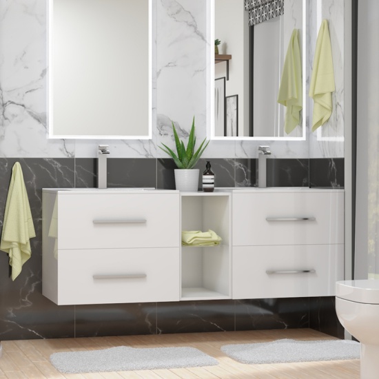 Sonix Double Vanity Bathroom Suite White Sonix Double Vanity Bathroom Suite White