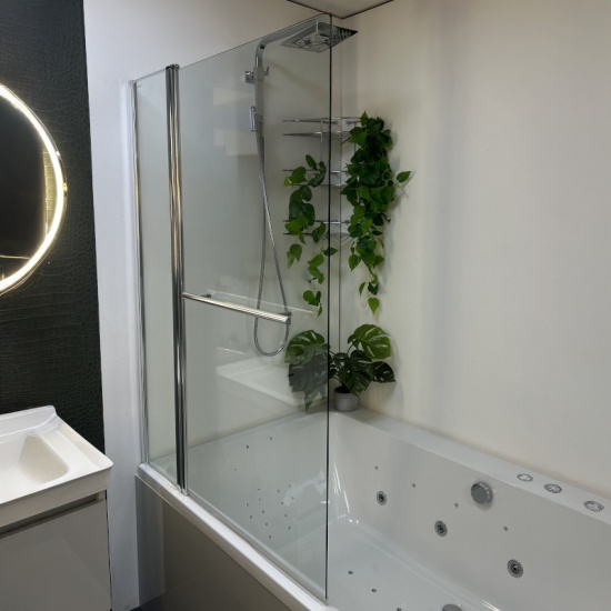 Square Bath Screen with Fixed Panel