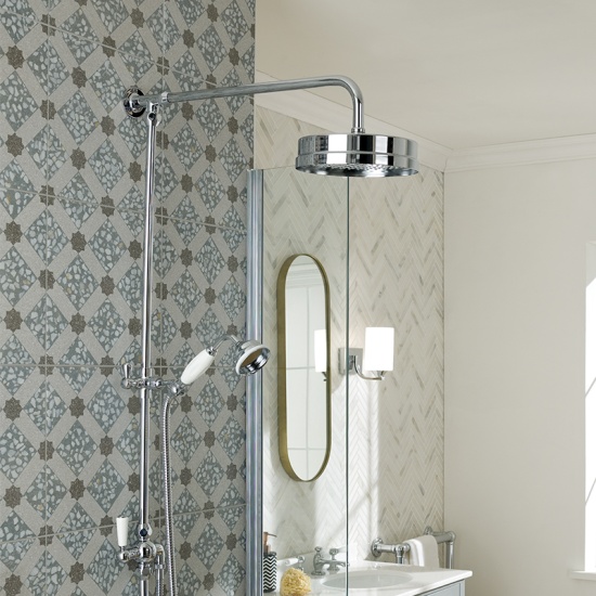 Bayswater Grand Rigid Riser Shower Kit With White Ceramic Handset