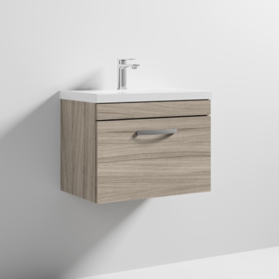 Atheana 600 Wall Hung 1-Draw Bathroom Vanity Unit With Basin (colour options)