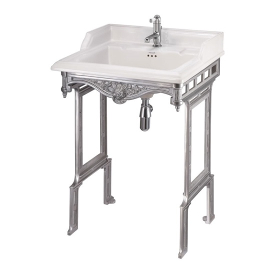 Classic 650 Rectangular basin and Brushed Aluminium Basin Stand